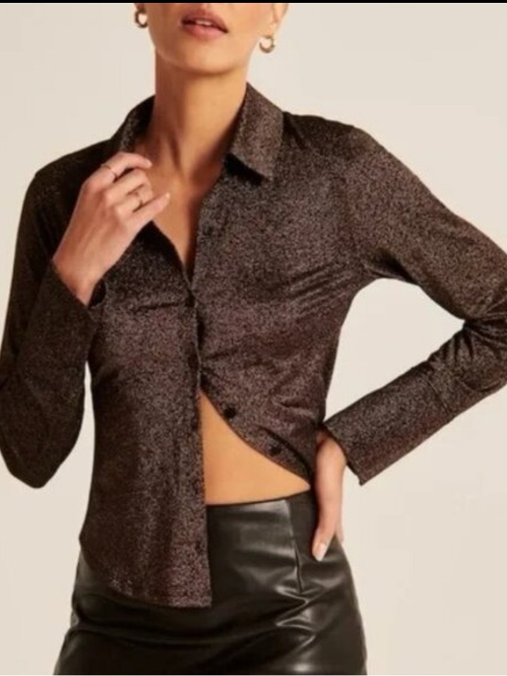 Abercrombie & Fitch sparkled button up long sleeve blouse